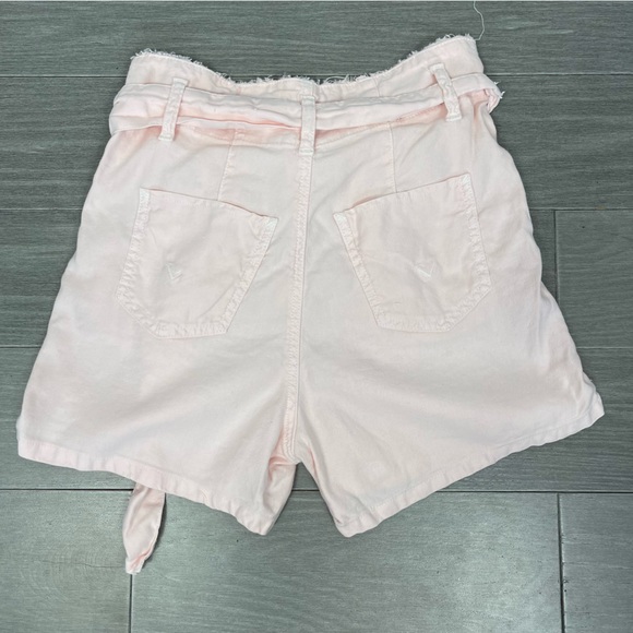 Hudson Jeans High Waisted Paperbag Shorts with Tie Belt Pea Linen Blend Pink 26 - Picture 6 of 14